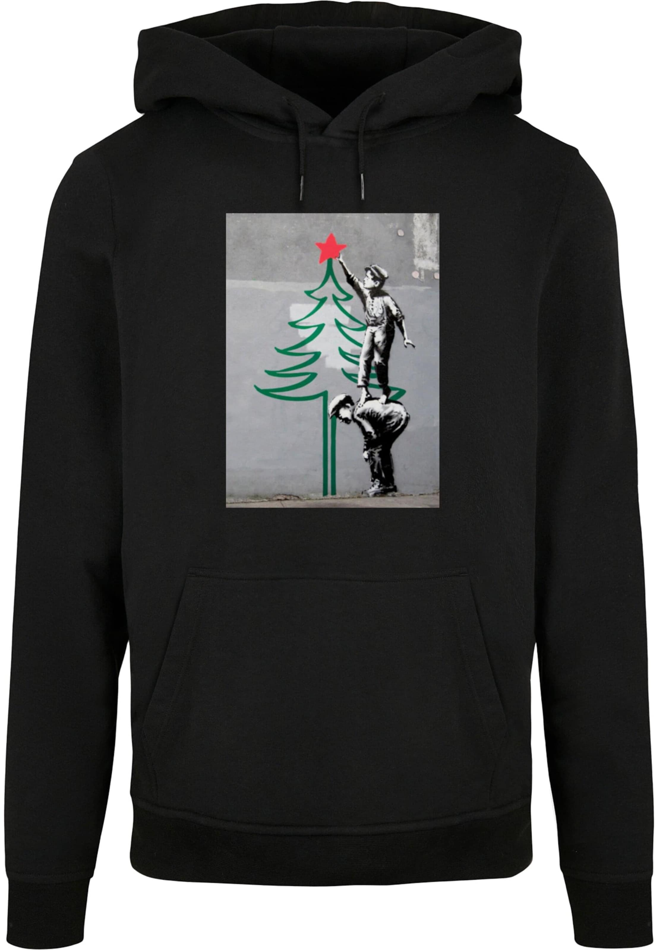 Merchcode Sweatshirt 'Banksy - Christmas Tree' in Black: front