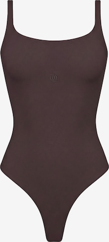 Body 'Second Skin Square-Neck Bodysuit' GOD SAVE QUEENS en marron : devant