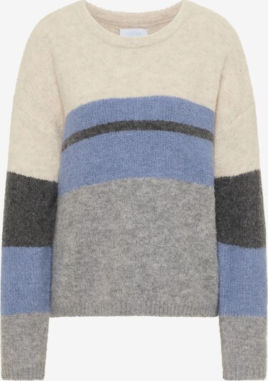 usha BLUE LABEL Sweater in Smoke blue / Grey / Dark grey / Wool white, Item view