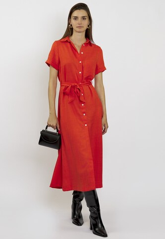 FRESHLIONS Dress 'Long Button up' in Red
