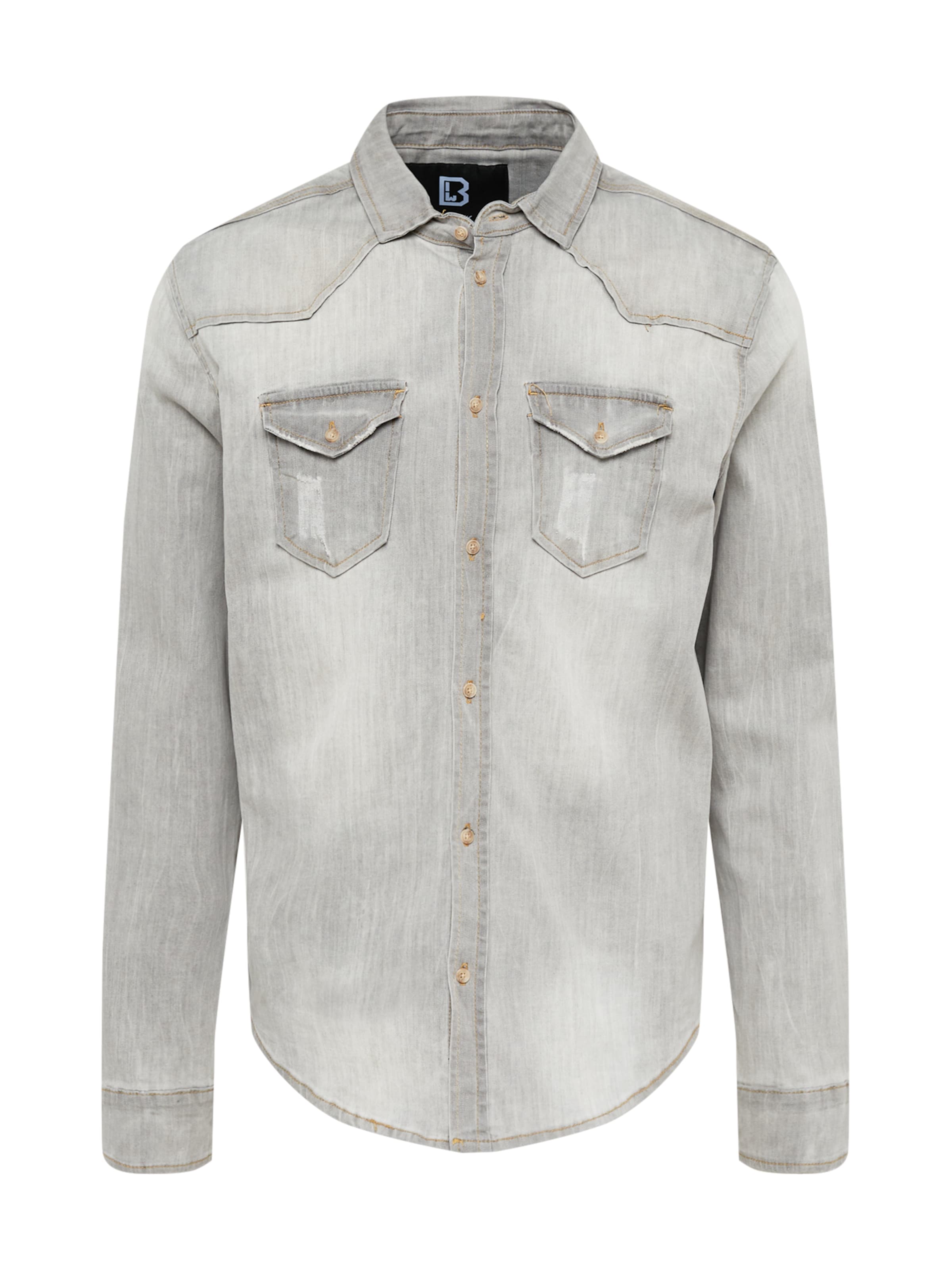 Brandit Button Up Shirt 'Riley' in Grey: front