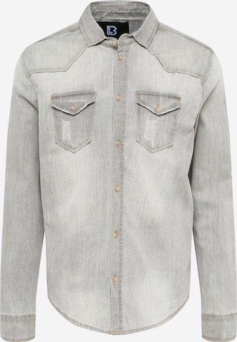 Brandit Button Up Shirt 'Riley' in Grey: front