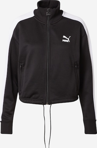 PUMA Zip-Up Hoodie in Black: front