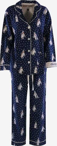 PJ Salvage Pajama ' Flanell ' in Blue: front