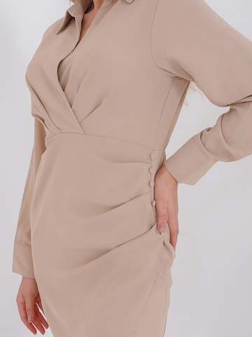 FRESHLIONS Shirt Dress 'Magda' in Beige