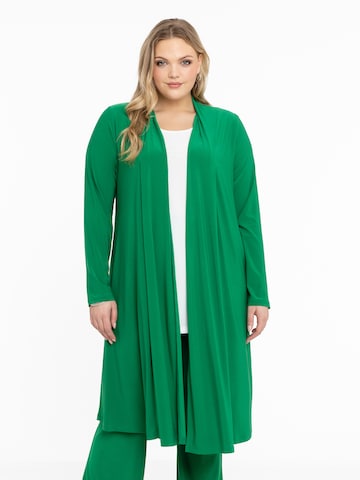 Yoek Knit Cardigan in Green: front