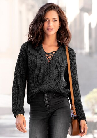 LASCANA Sweater in Black: front