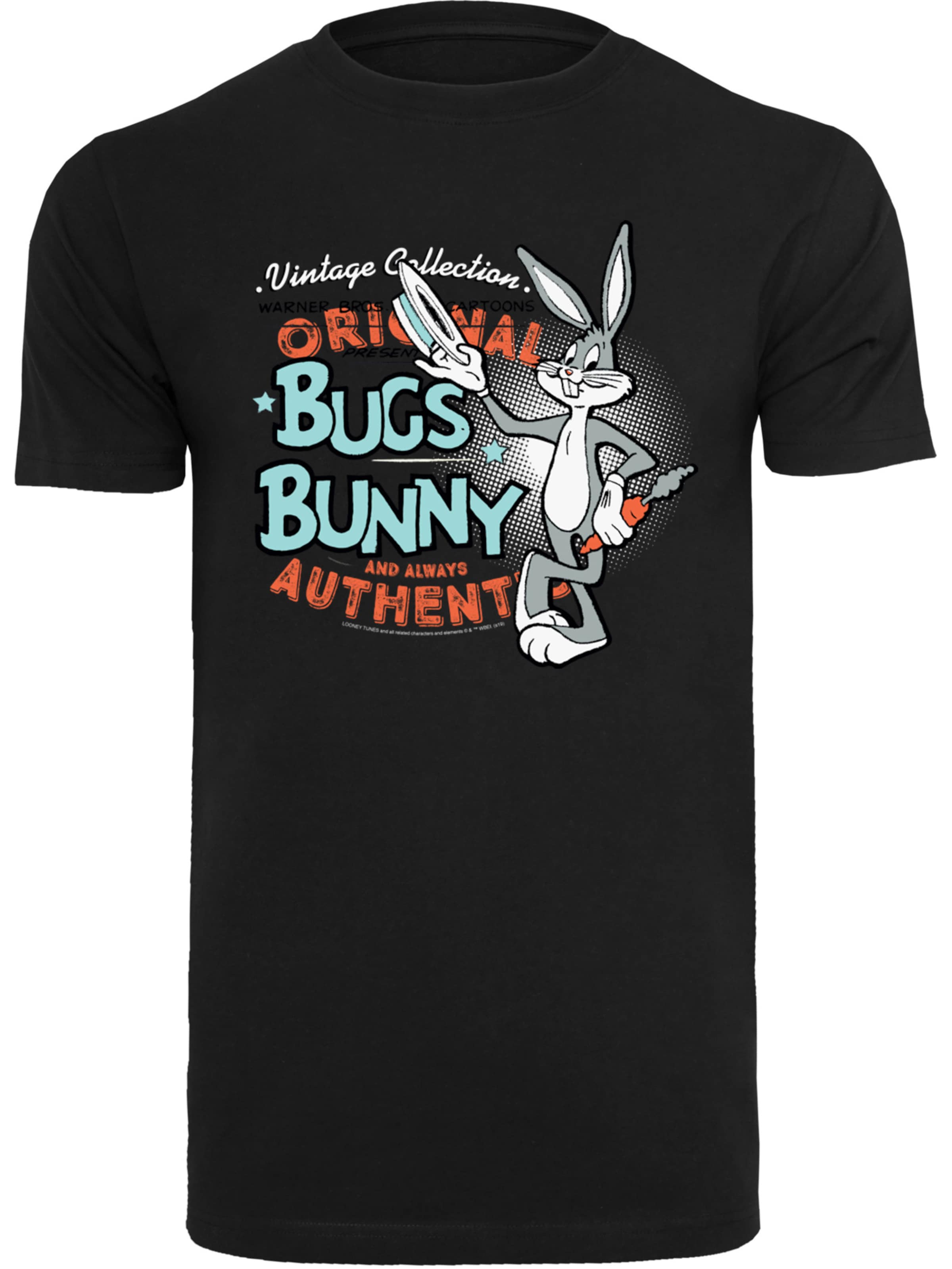 Maglietta 'Looney Tunes Vintage Bugs Bunny -BLK' di F4NT4STIC in nero: frontale