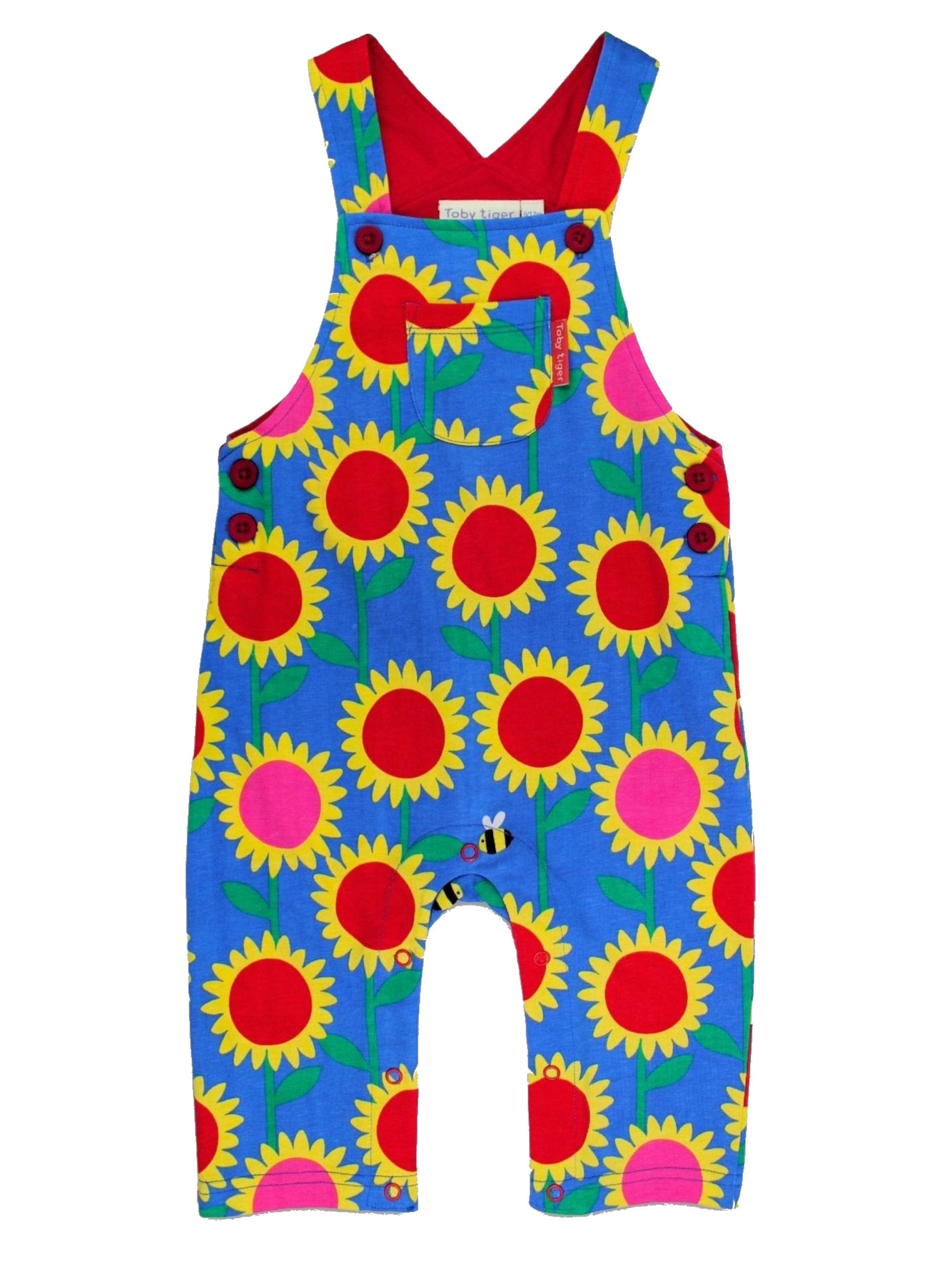 Toby Tiger Regular Overalls 'Sonnenblumen-Meer-Druck' in Blue: front