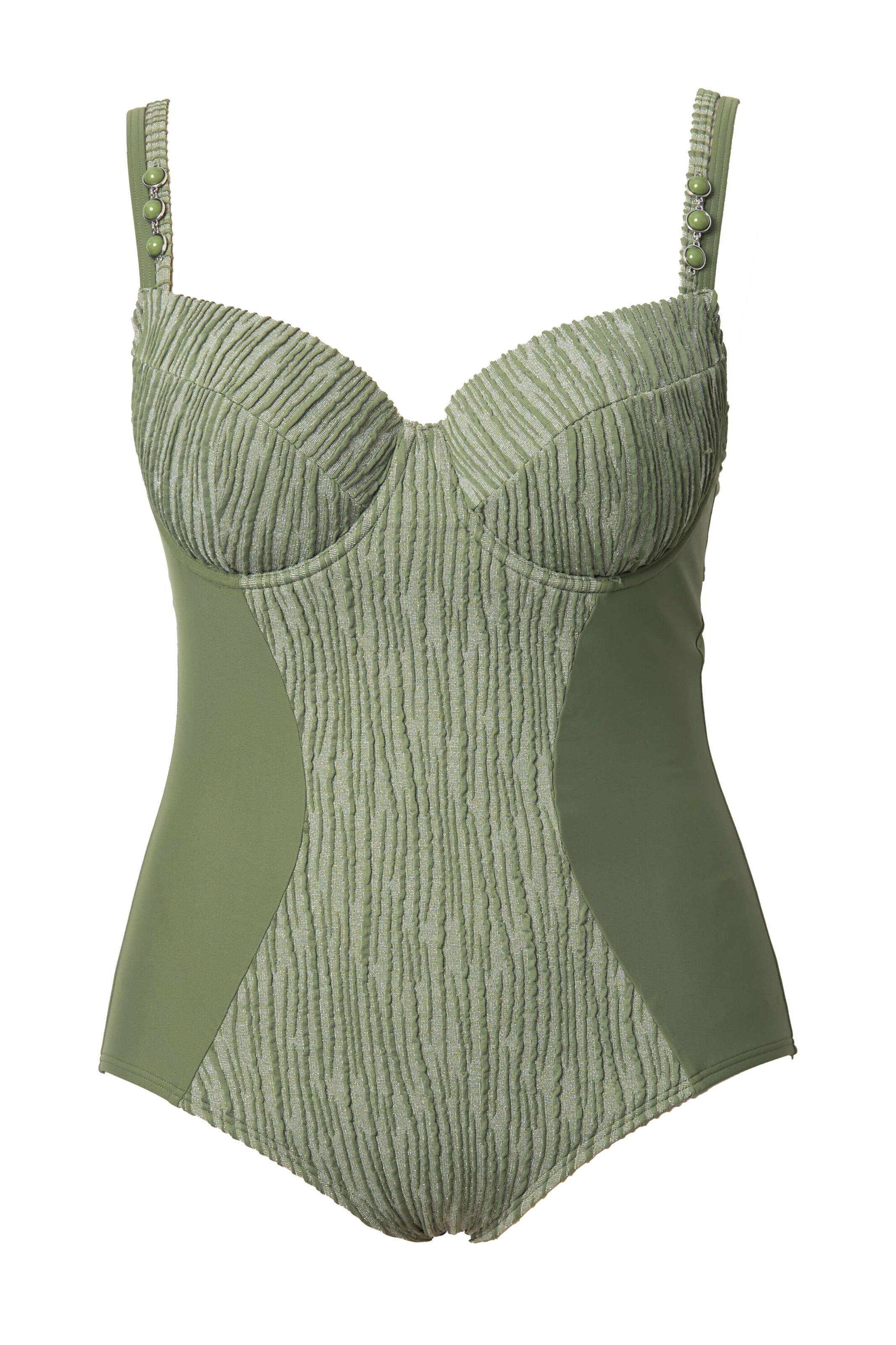 Ulla Popken Push-up Badpak in Groen: voorkant