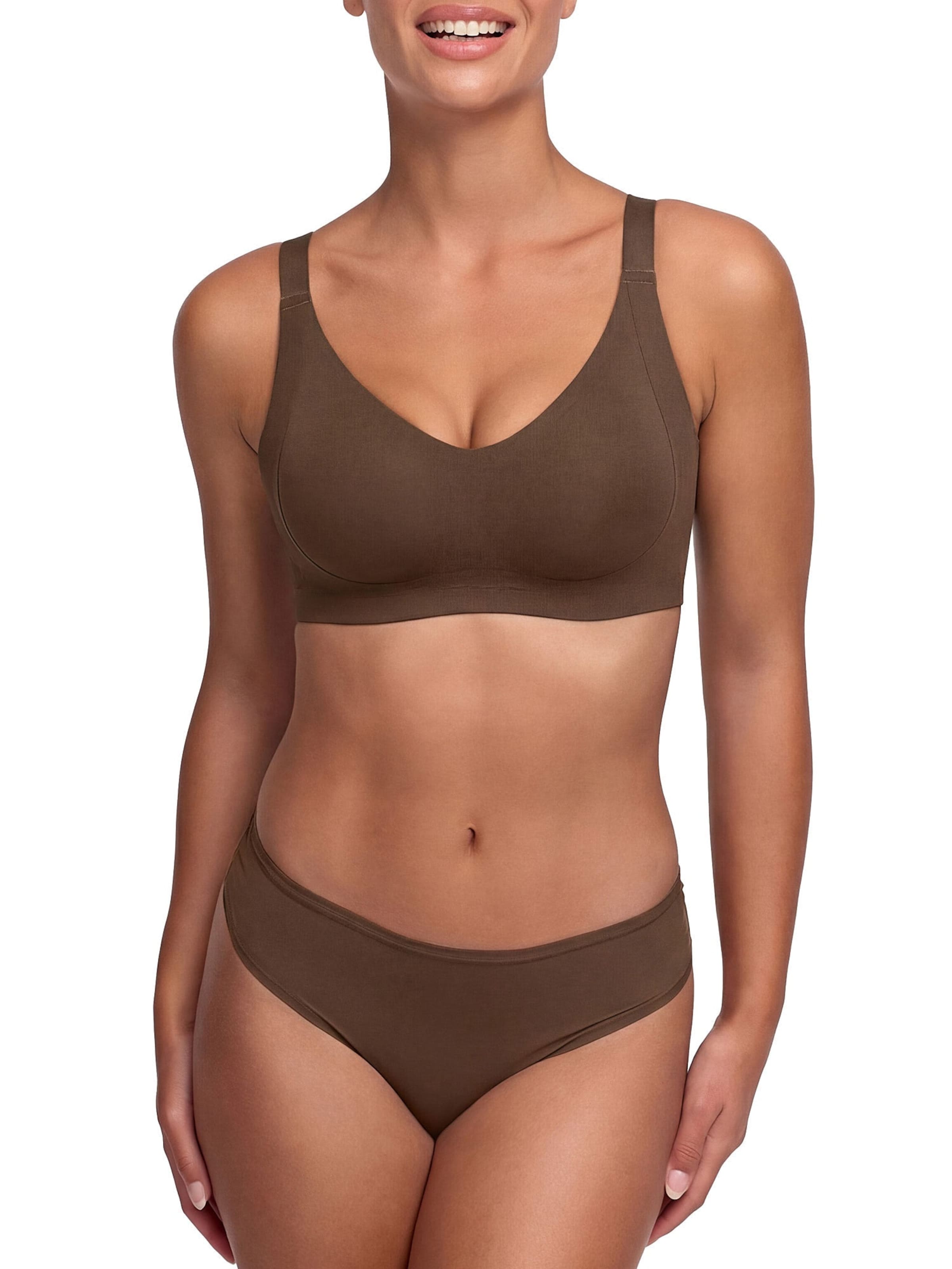 cfab by creamy fabrics Push-up Bra 'Seamless Compact Push-Up BH' in Brown