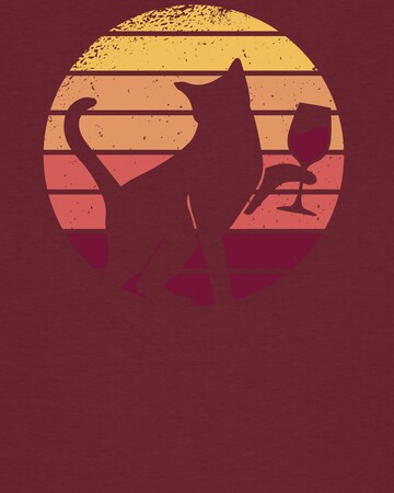 T-shirt ' Sunset Katze & Rotwein ' Watapparel en rouge