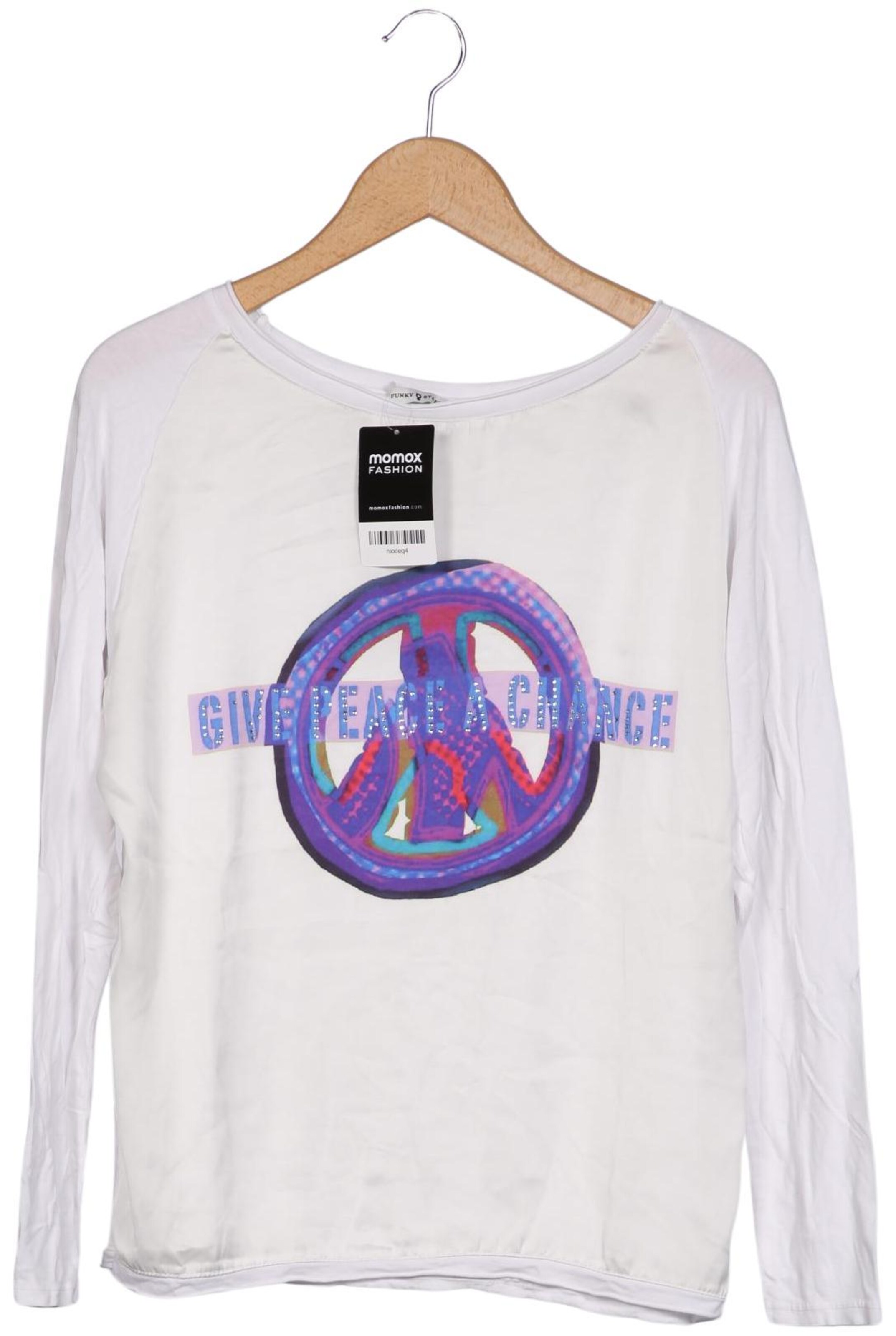 Funky Staff Langarmshirt M in Weiß: Vorderseite