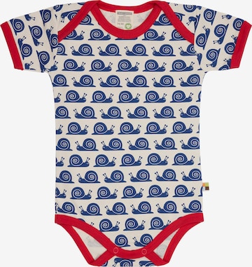 loud + proud Strampler/Body 'Schnecken' in Blau: Vorderseite