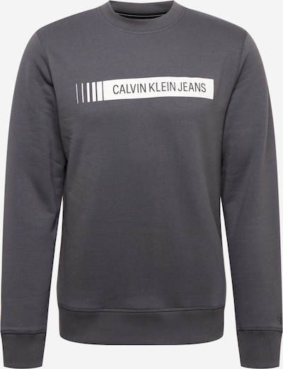 Calvin Klein Jeans Sweater majica u tamo siva / bijela, Pregled proizvoda