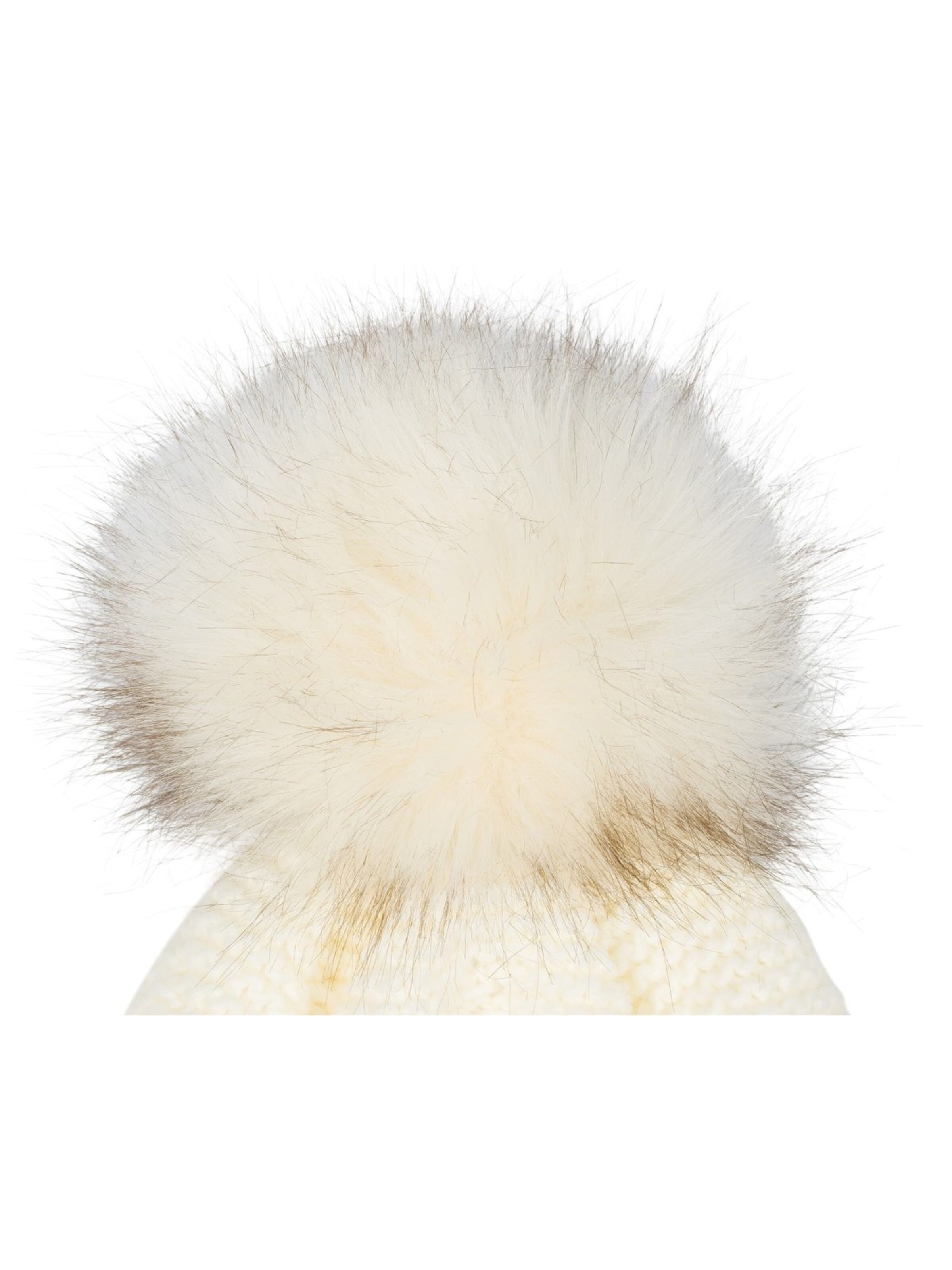 styleBREAKER Mütze 'Einfarbige Strick Bommelmütze mit Thermo-Fleece'‌‌‌‌ in Beige