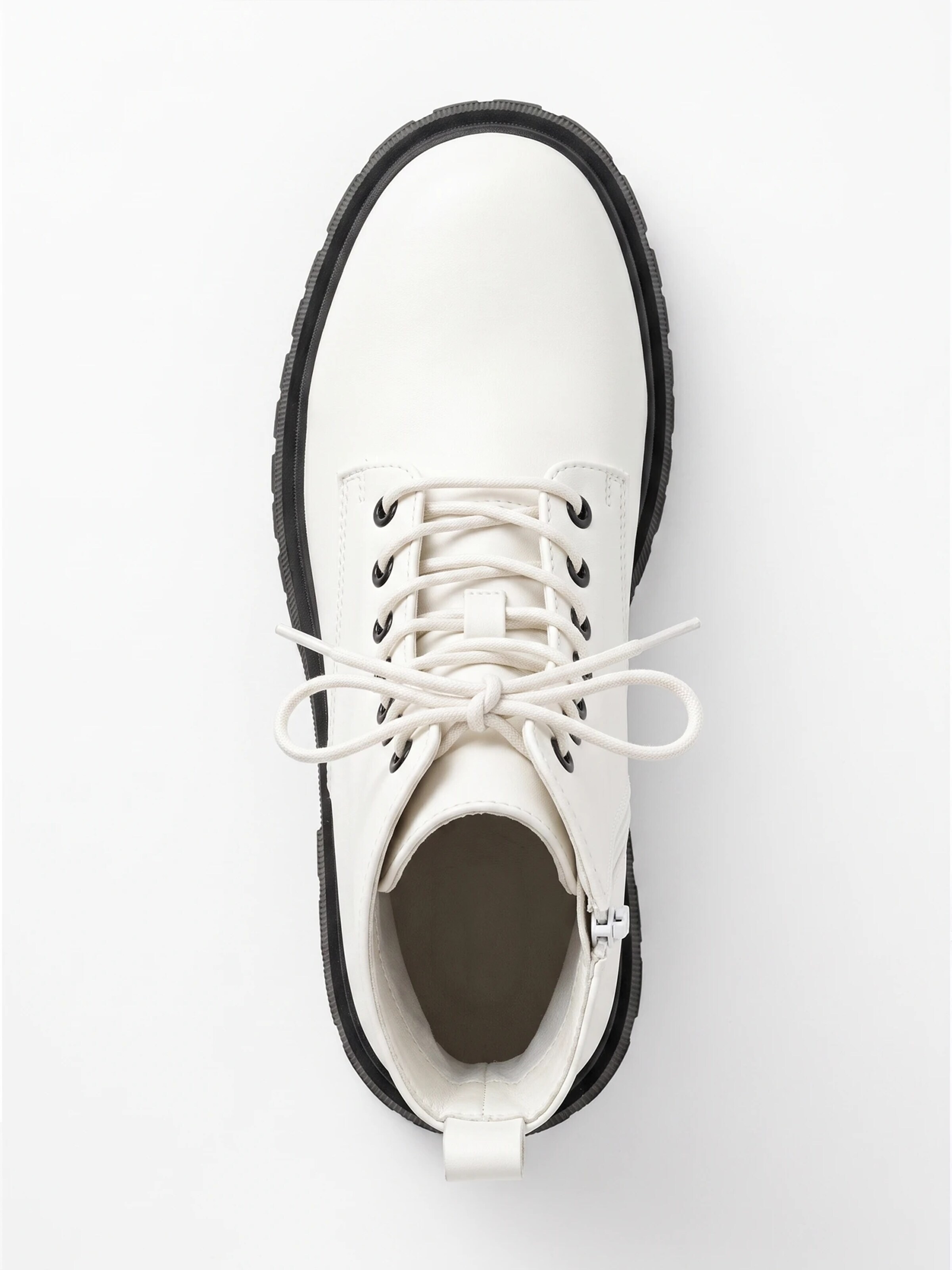 TorWeit Enkellaarsje 'Side Zip Lace Up Boots' in Wit