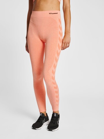 Hummel Skinny Workout Pants 'Ci' in Orange: front