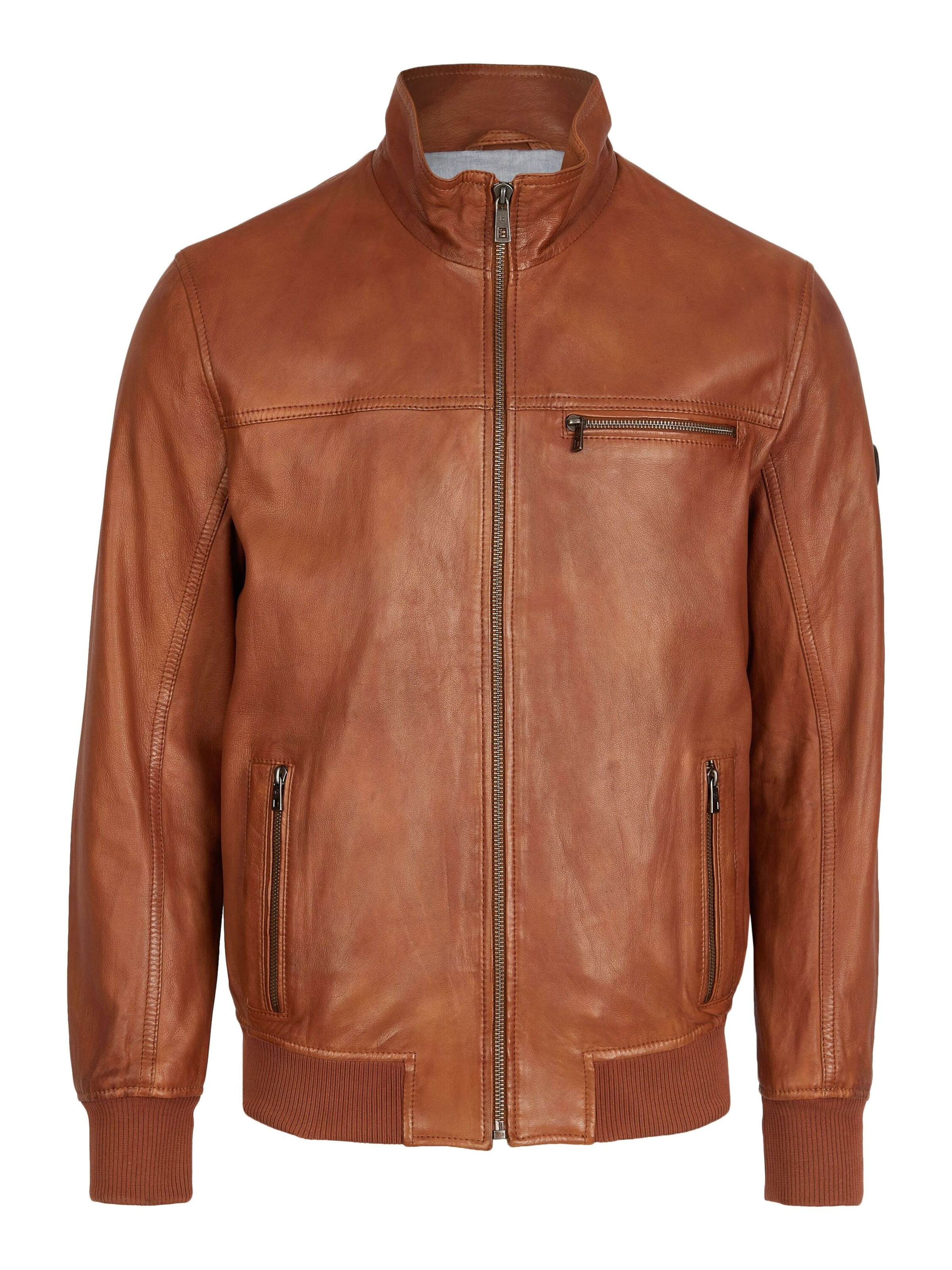 bugatti Lederjacke 'BULeonardo' in Braun: Vorderseite