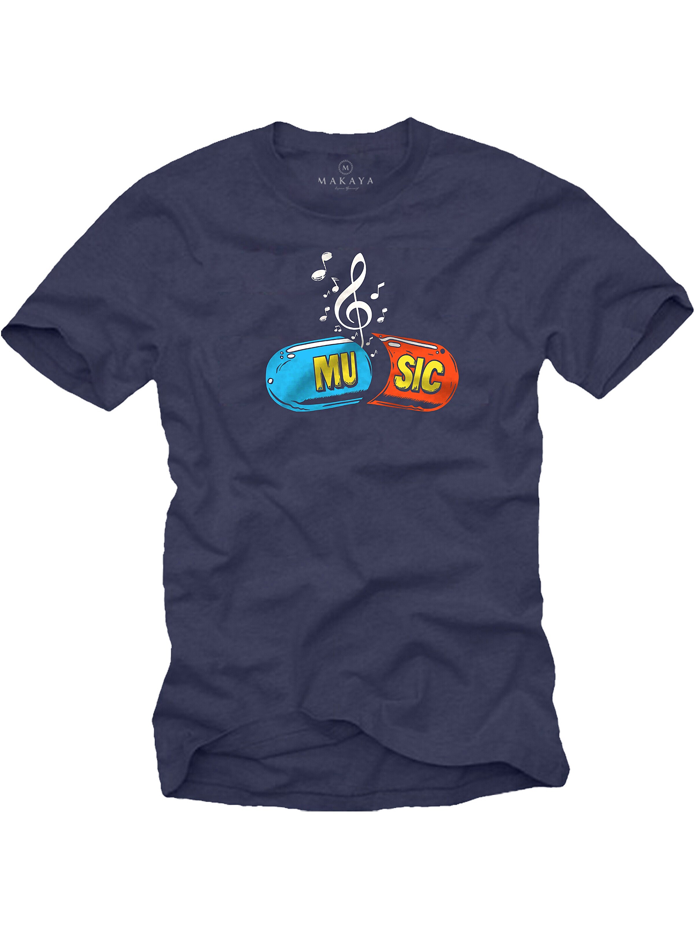 MAKAYA Shirt 'Music Pill' in Blue: front