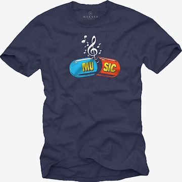 MAKAYA Shirt 'Music Pill' in Blue: front