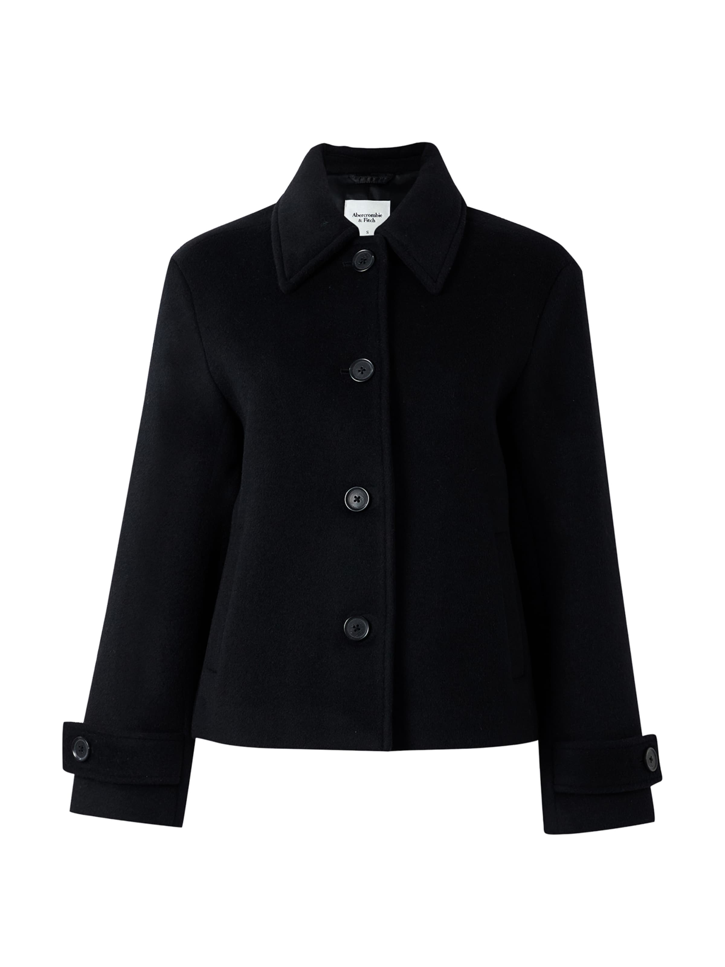 Abercrombie & Fitch Přechodná bunda – černá: přední strana