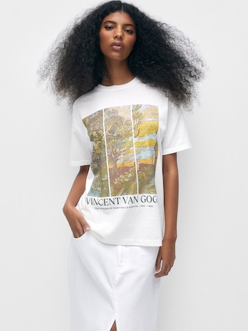 T-shirt Pull&Bear en blanc : devant