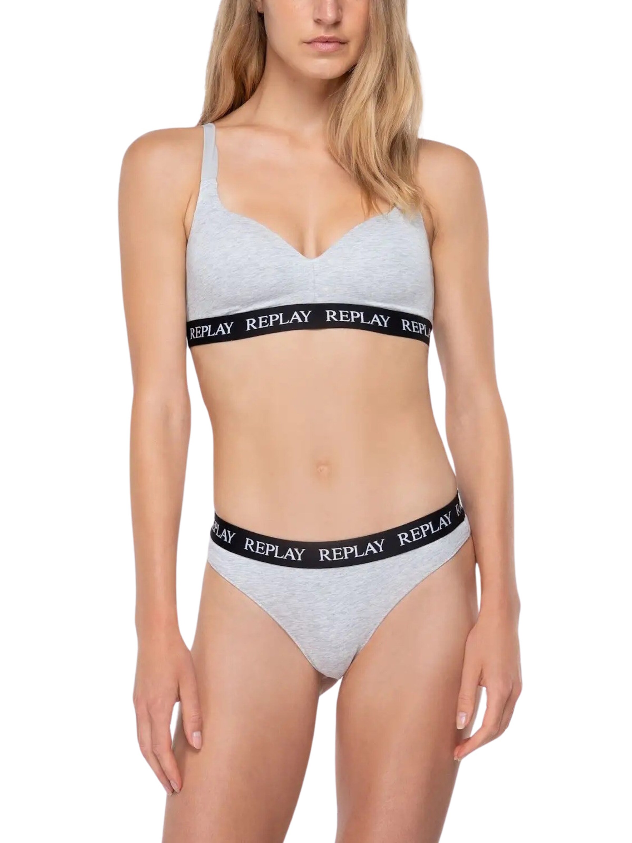 REPLAY T-shirt BH in Grijs: voorkant