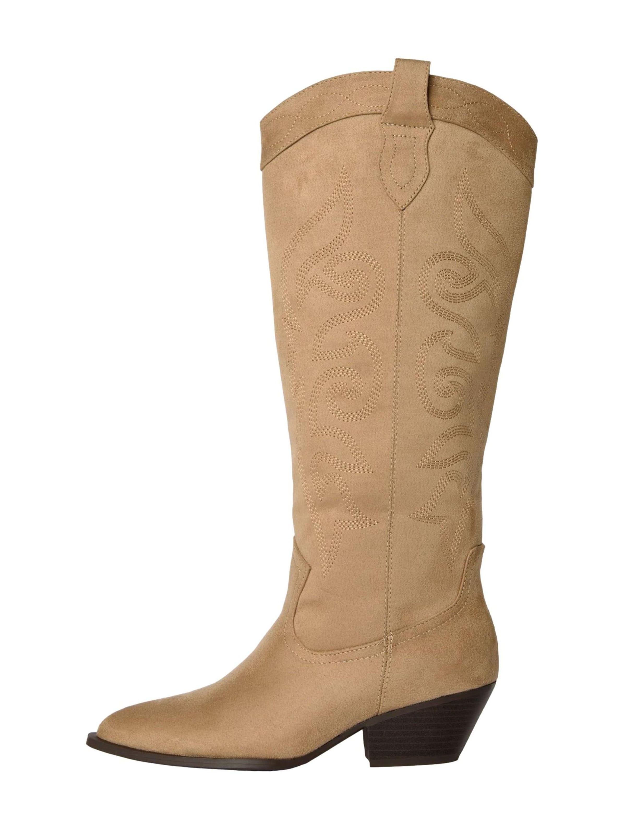 Lipsy Bottes de cowboy en beige, Vue avec produit