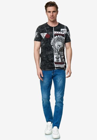 Rusty Neal Shirt 'Oil Washed Skull' in Black