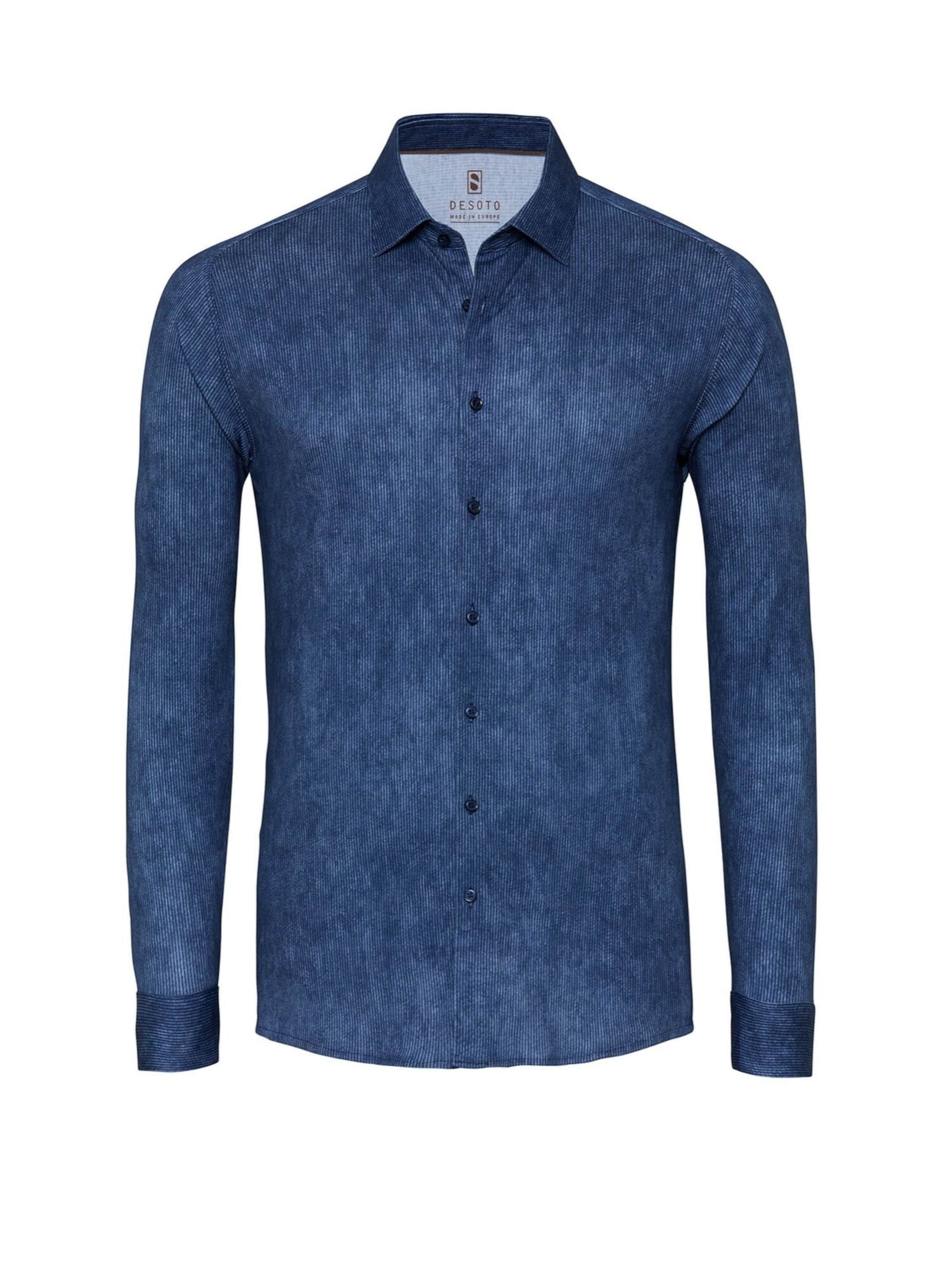 DESOTO Slim fit Button Up Shirt in Blue: front