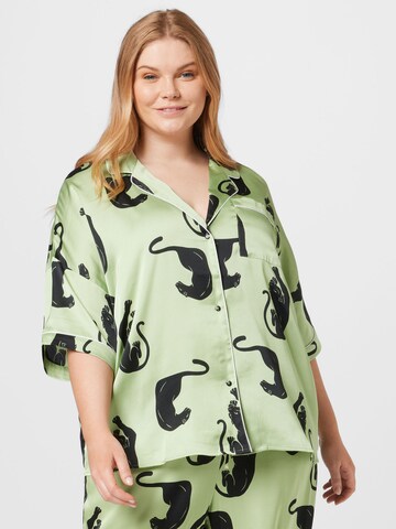 River Island Plus Pajama Shirt in Green: front