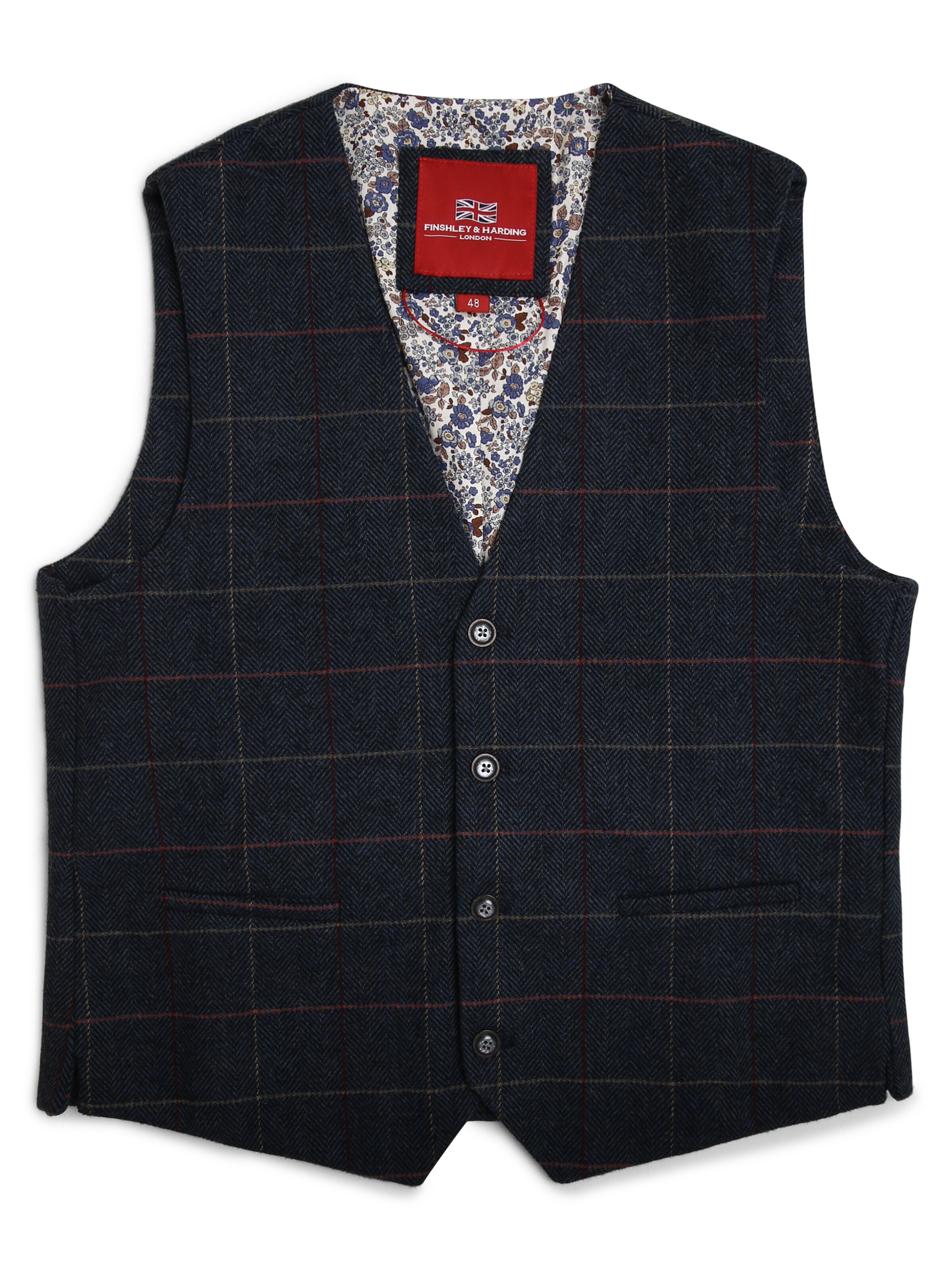 Finshley & Harding London Suit vest 'mit Fliege und Einstecktuch' in Blue: front