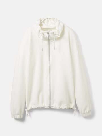 TOM TAILOR Zip-Up Hoodie in White: front