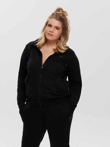 Only Play Curvy Athletic Zip-Up Hoodie 'Elina' in Black: front