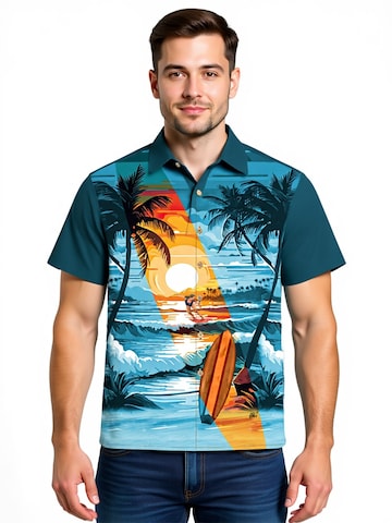 Hawaiihemdshop.de Regularny krój Koszula 'Hawaiihemd "Beach Day"' w kolorze niebieski