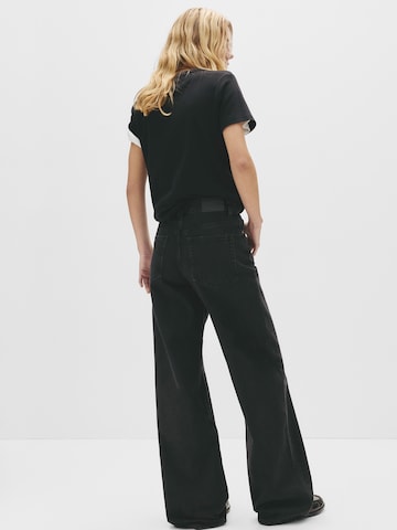 Pull&Bear Wide leg Jeans in Zwart