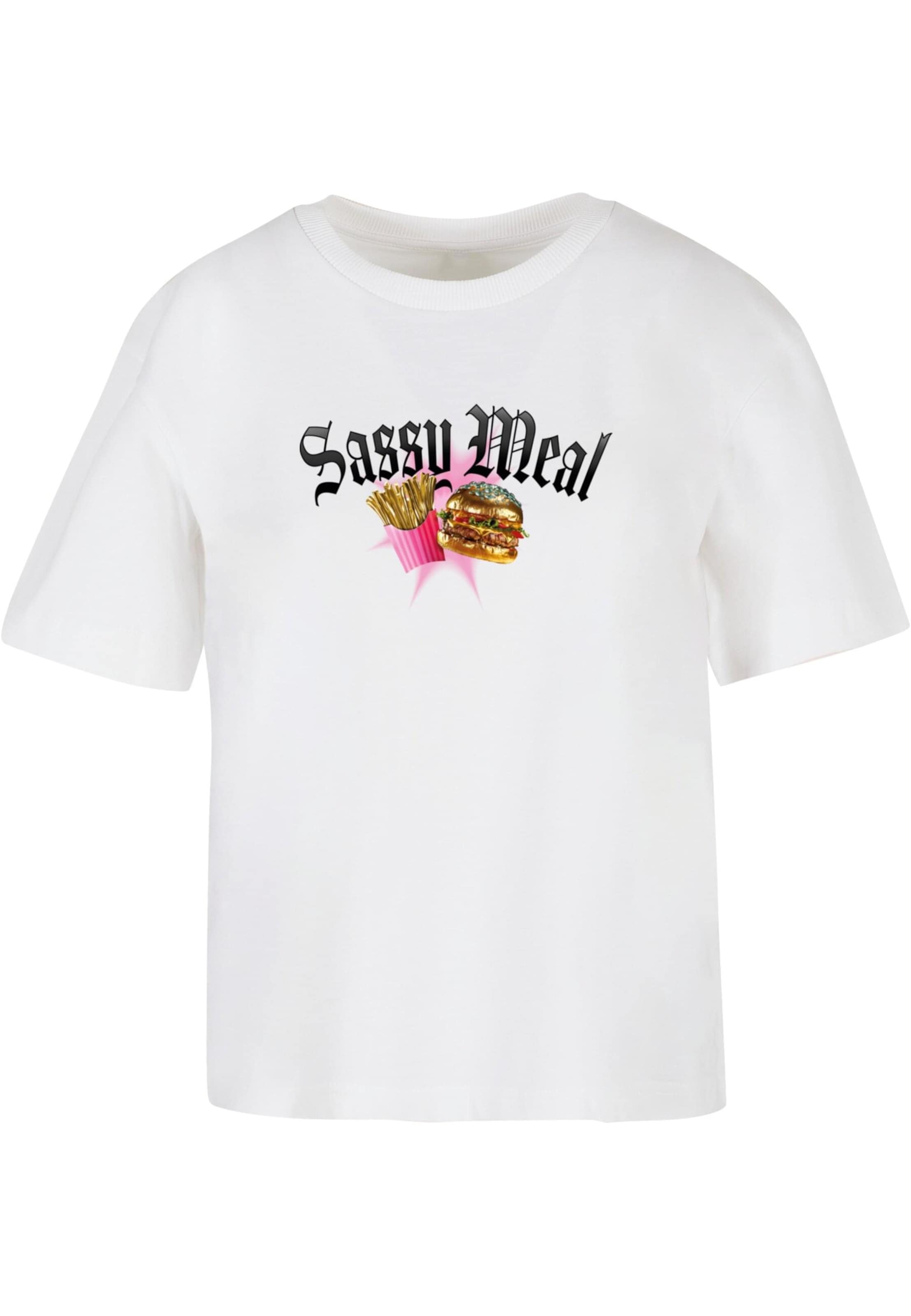 Miss Tee - Camisa 'Sassy Meal' em branco: frente