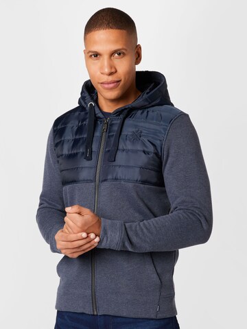 TOM TAILOR Zip-Up Hoodie in Blue: front