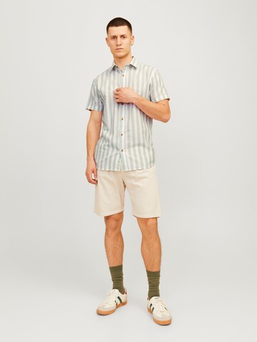 JACK & JONES Slim fit Button Up Shirt 'JOSHUA' in Green