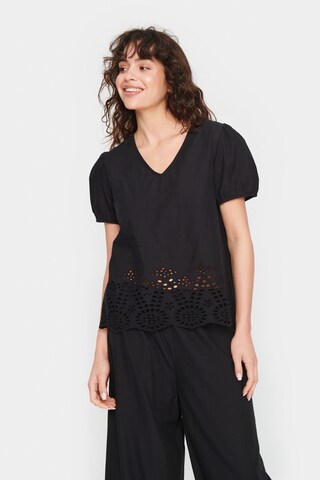 SAINT TROPEZ Bluse 'Eamaja' in Schwarz: predná strana