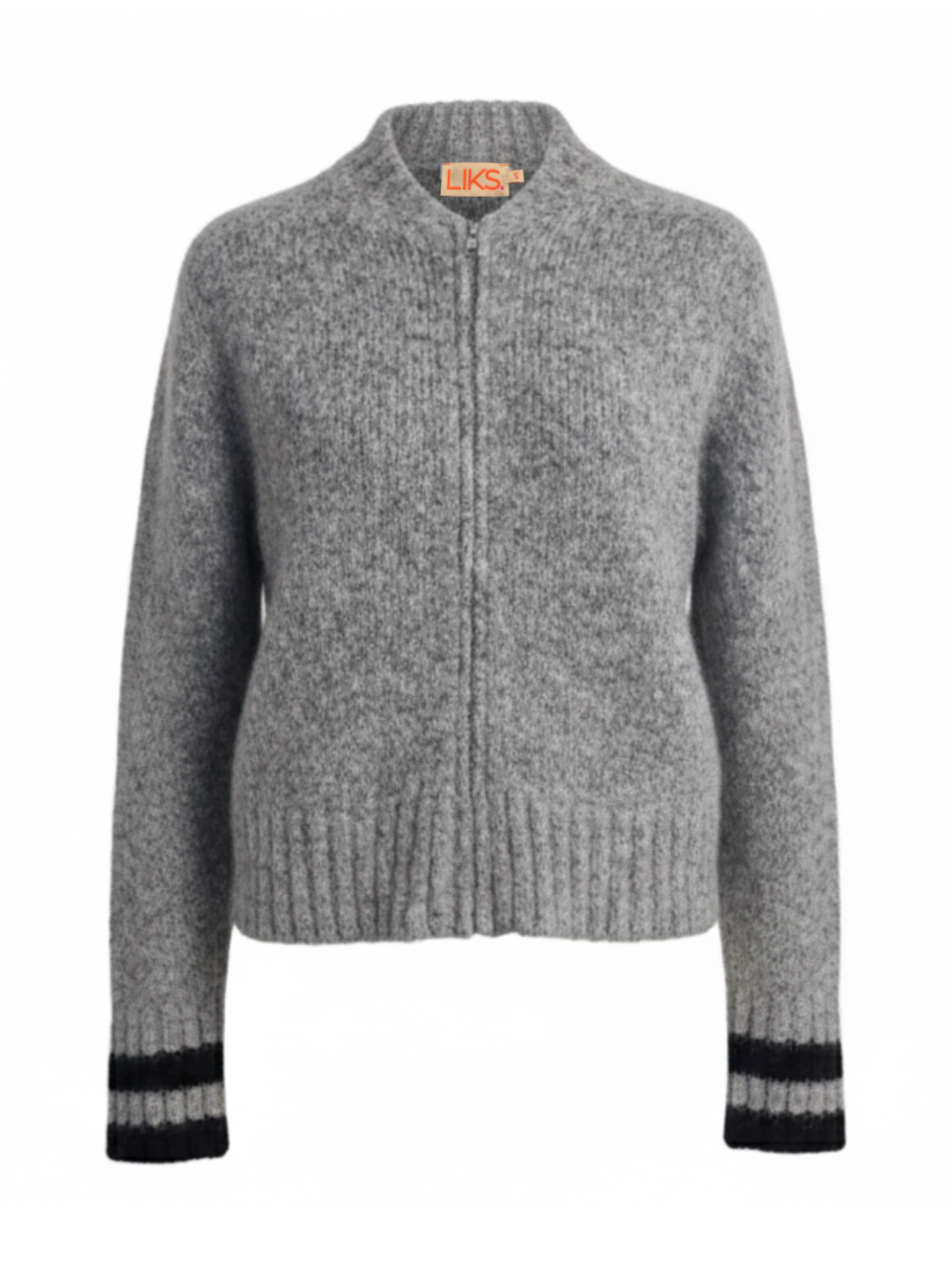 LIKS. Munich Knit Cardigan '3 Stars' in Grey: front