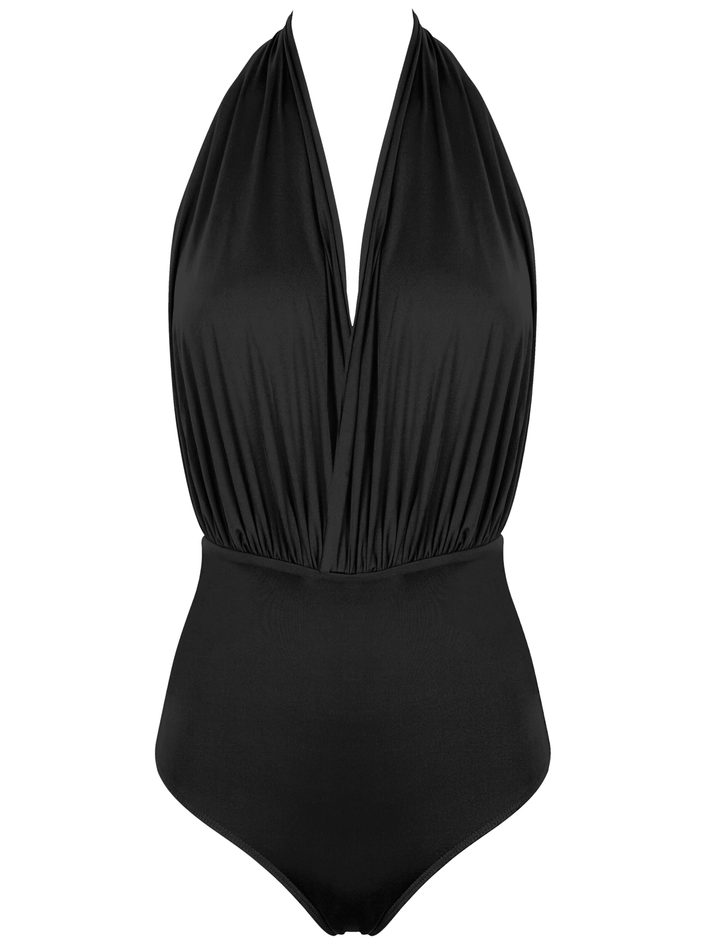 SEA ME SWIM High neck Swimsuit 'ST. TROPEZ' in Black: front