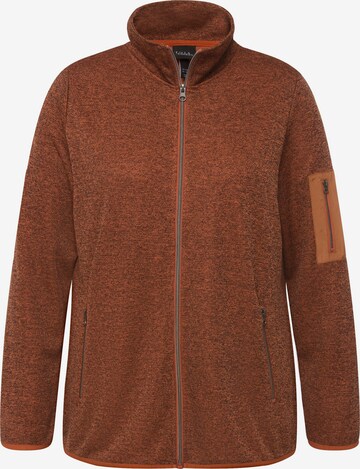 Ulla Popken Zip-Up Hoodie in Brown: front