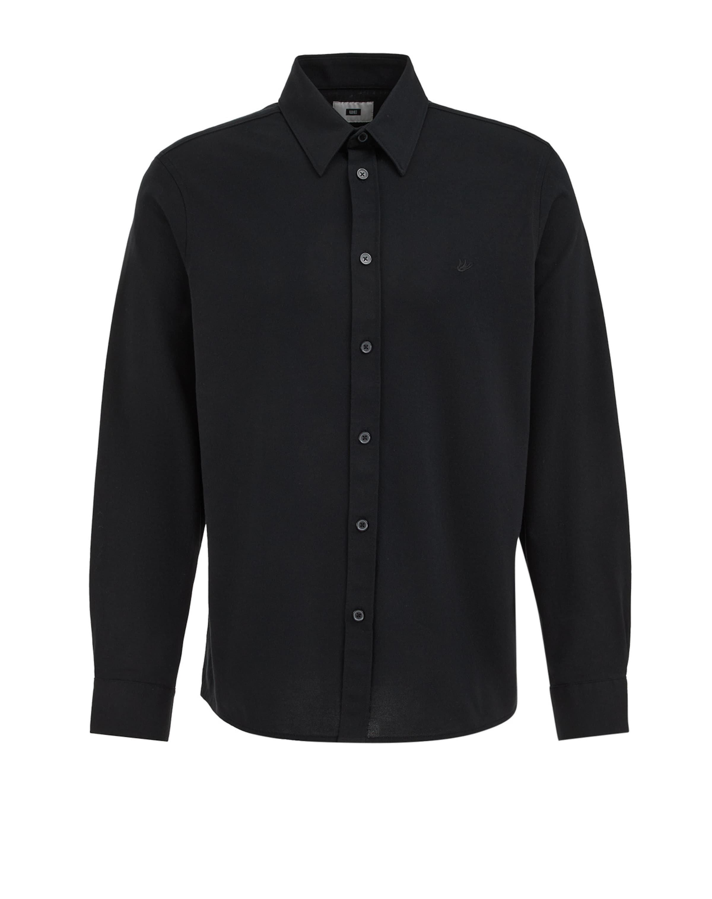 WE Fashion Regular fit Πουκάμισο σε μαύρο: μπροστά