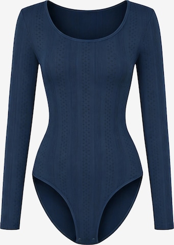 cfab - Body moldeador 'Longsleeve Bodysuit Sculpting Shapewear with Briefs' en azul: frente