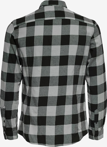 Only & Sons Slim fit Button Up Shirt 'Gudmund' in Grey
