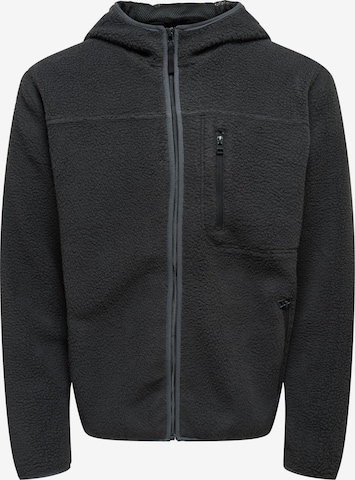 Only & Sons Fleece Jacket 'Houston' in Grey: front