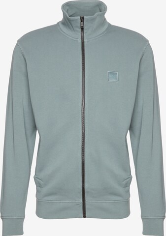 BOSS Zip-Up Hoodie 'Zestart' in Blue: front