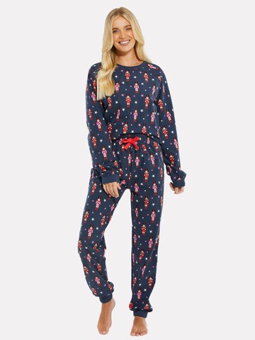 Threadbare Pyjama 'Nutcracker Xmas' in Blau: Vorderseite